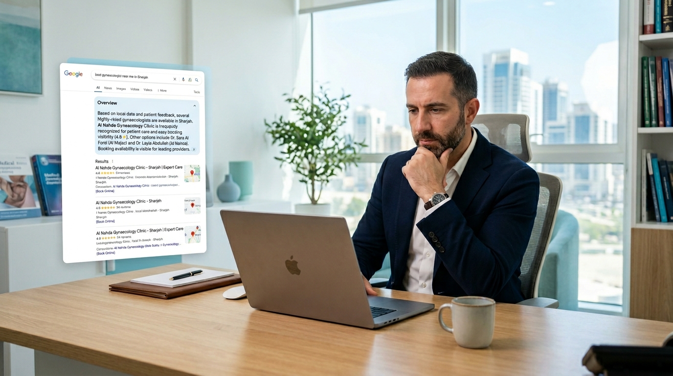 Google AI Overviews for gynaecology clinics in the UAE — healthcare SEO guide by Kozan